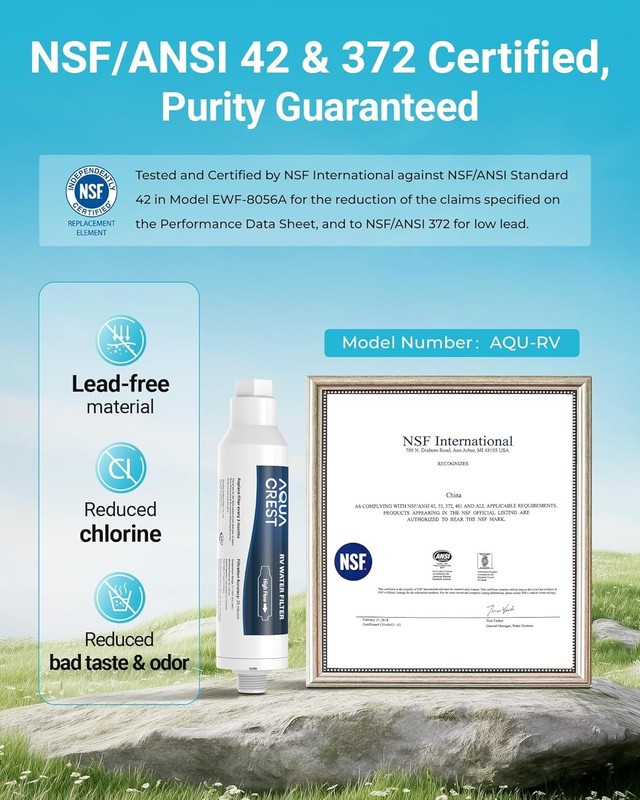 AQUA CREST RV Inline Water Filter for RVs and Marines, Drinking & Washing Filter gallery