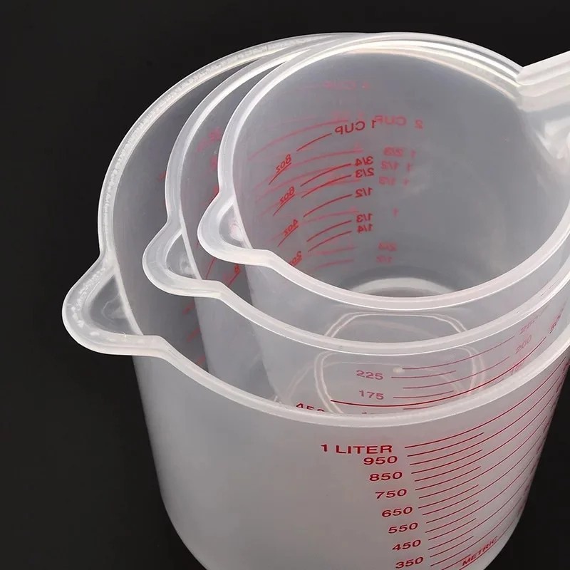 3Pcs Measuring Cups Set 250/500/1000ml Plastic Liquid Measuring Beaker Baking gallery