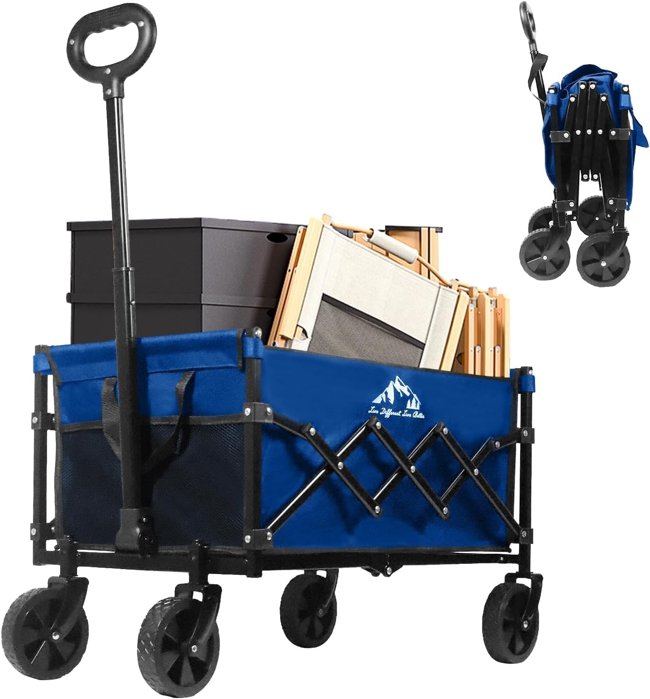 Collapsible Wagon Folding Utility Cart Beach Wagon 352LBS Heavy-Duty W/ gallery