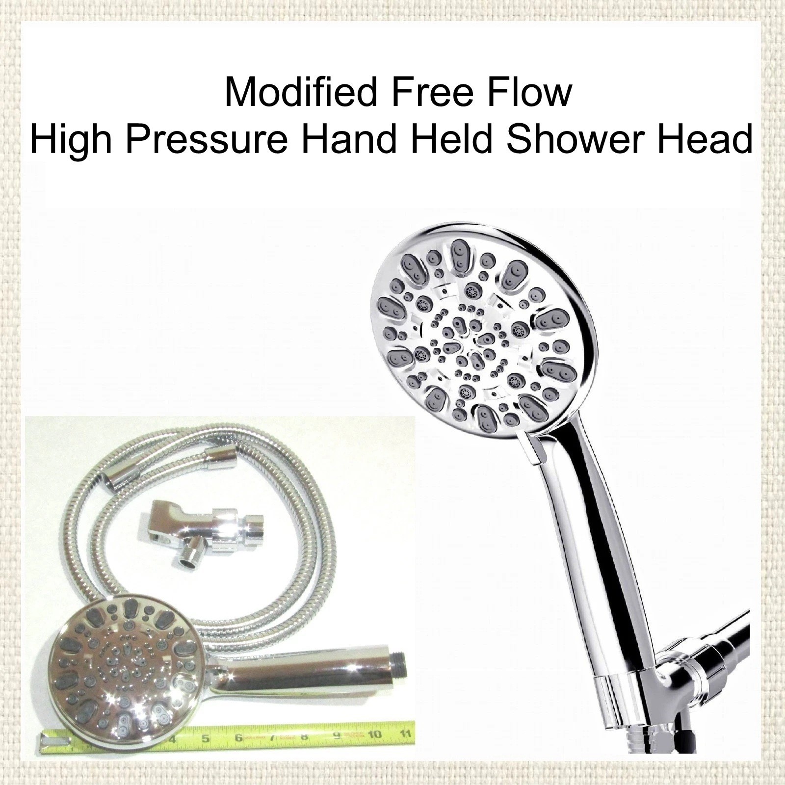 High Pressure Free Flow Modified Shower Head Power Flow 10.5gpm Xtra Large Head gallery