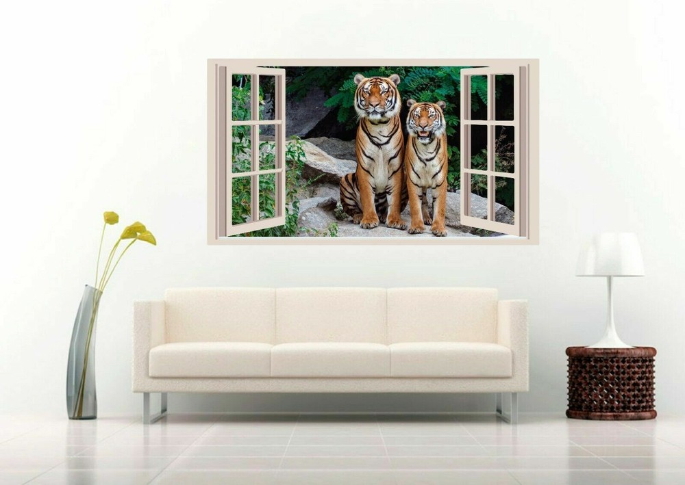 Tiger Sleeping Resting Roaring Big Cat 3D Wall Sticker Vinyl Decal Art Mural