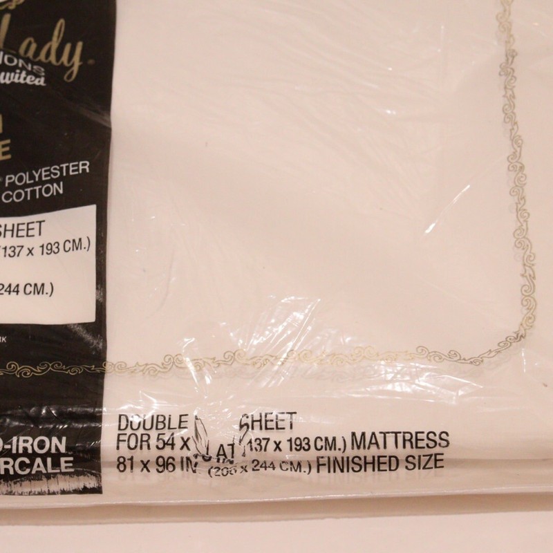 First Lady Double Full Flat Sheet Percale White No Iron 81x96 NEW gallery