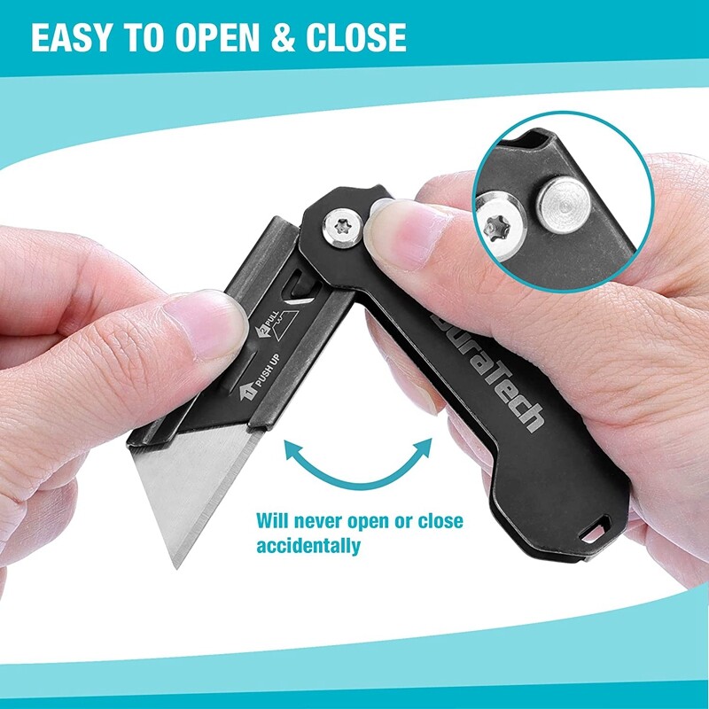 DURATECH 2PC Folding Pocket Utility Knife Set Quick Change Blade EDC Box Cutter gallery