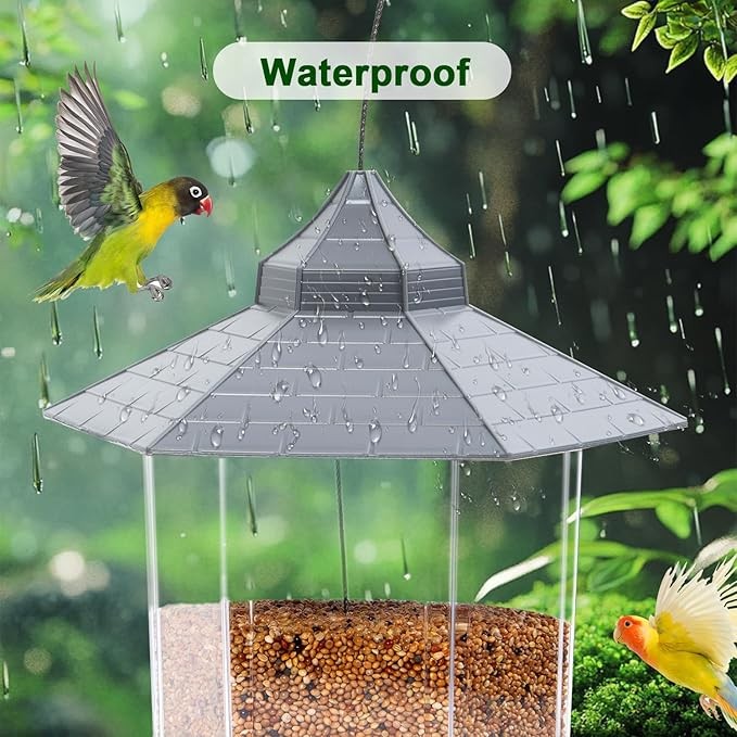 Hexagon House Bird Feeder -Squirrel Proof & 1000ml Large Capacity Auto-Dispense gallery