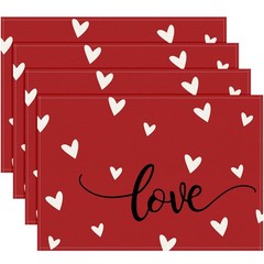 Valentine’s Day Table Placemats Decorations,12 x 18 Inch Red 18″L x 12″W,