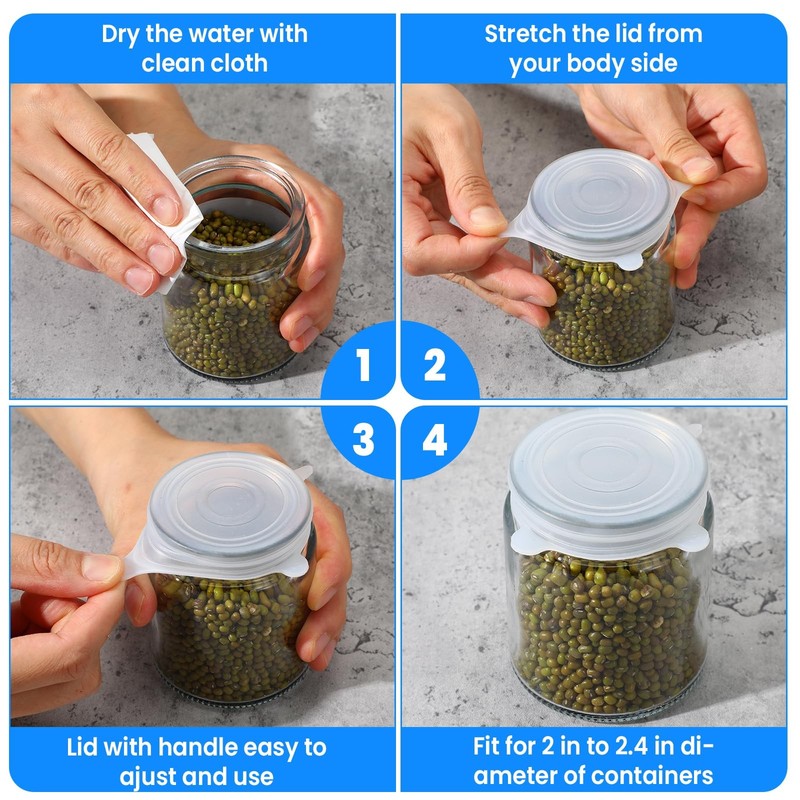 Heclia Extra Small Silicone Stretch Lids 2 Inch, 8 Pack Cruet Lid 5cm, Clear gallery