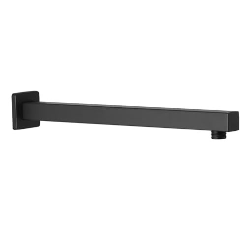 Straight Extended Shower Arm With Flange, Rain Shower Matte Black 14 Inches gallery