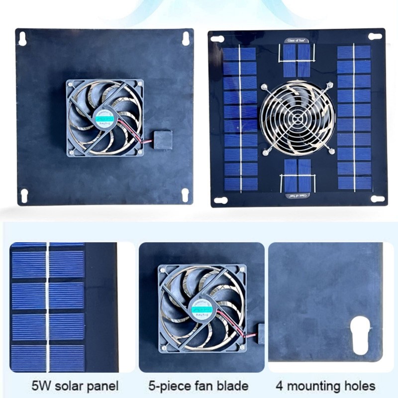 400cfm Solar Powered Attic Fan System Roof Vent Fan For Attic or Greenhouse gallery