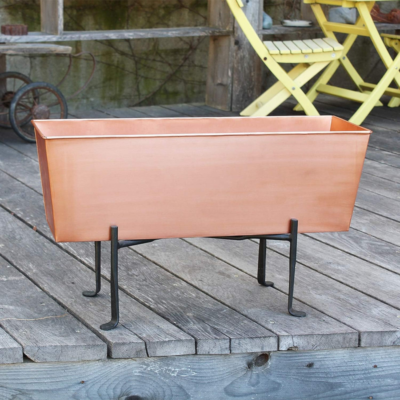 Plain Copper Window Flower Box Planter- Medium (23 1/4"L X 7 3/4"W X 7 1/2"H) gallery