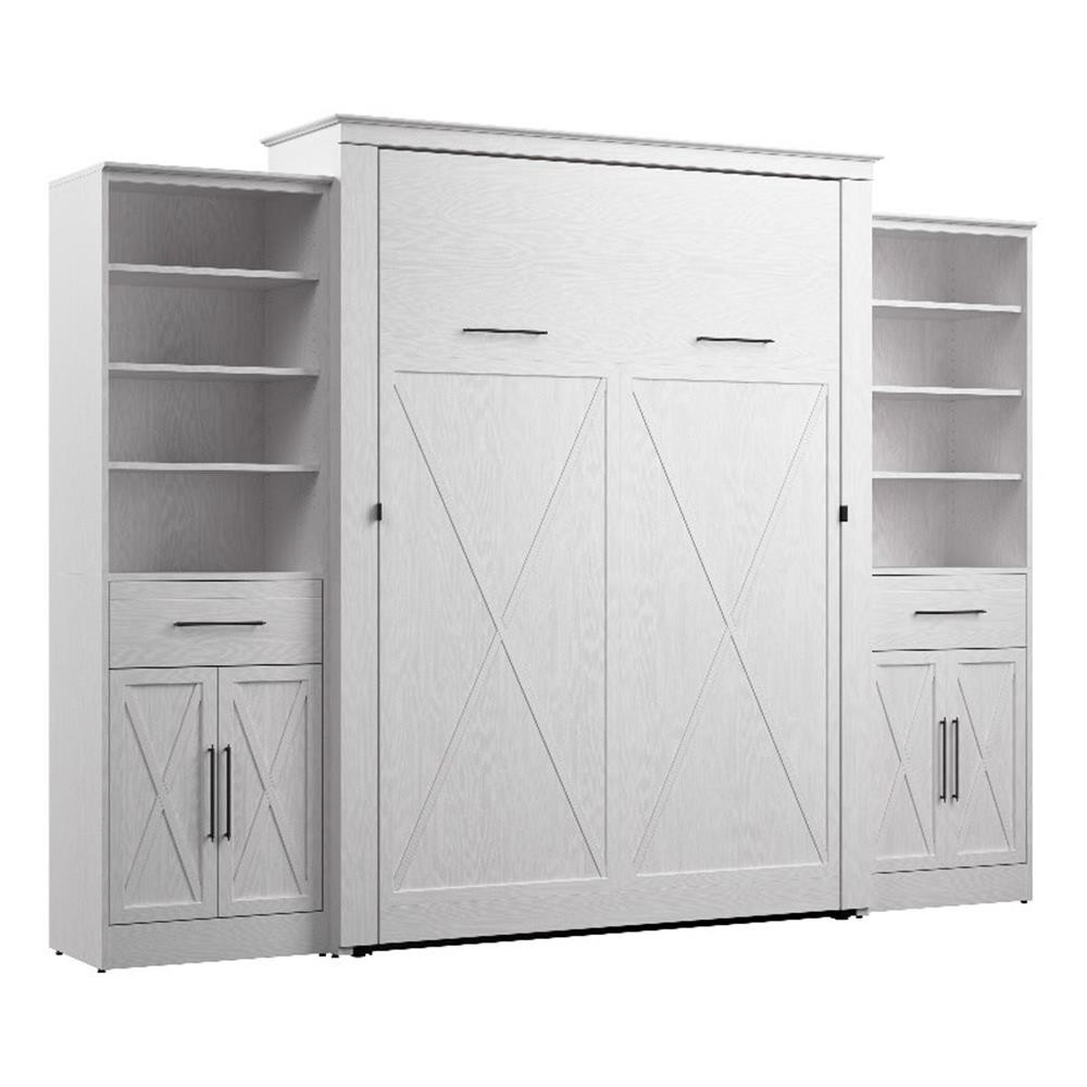 Pemberly Row Queen Murphy Bed and Wardrobes (119W) - Engineered Wood in White gallery