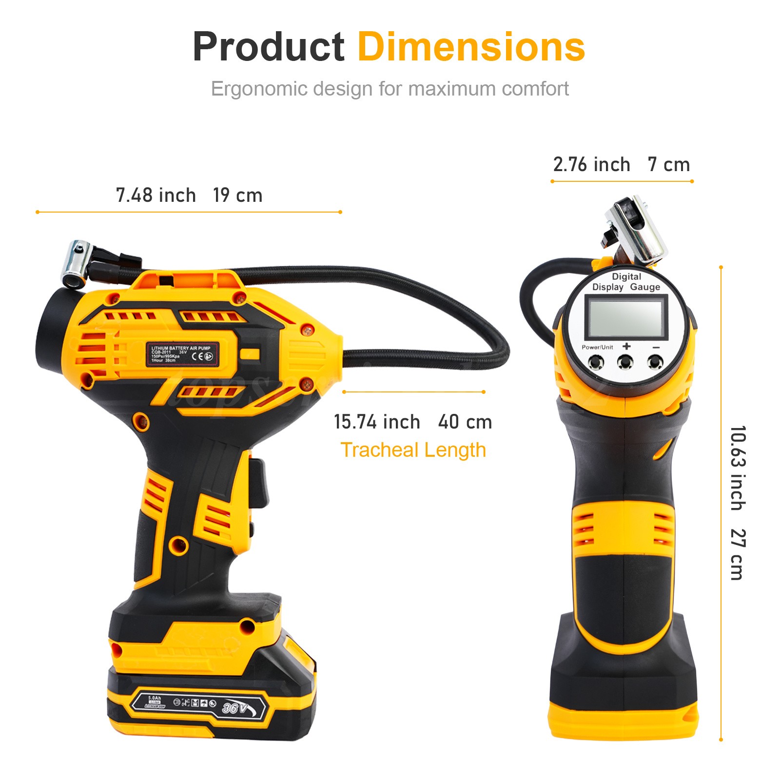Tire Inflator Air Compressor 36V Cordless Tire Pump Rechargeable Battery Powered gallery