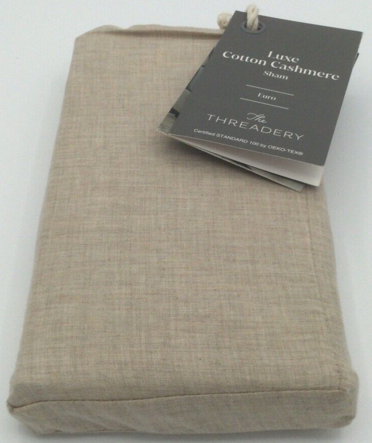 NEW The Threadery Luxe Cotton Cashmere European Pillow Sham In Oatmeal Free Ship gallery