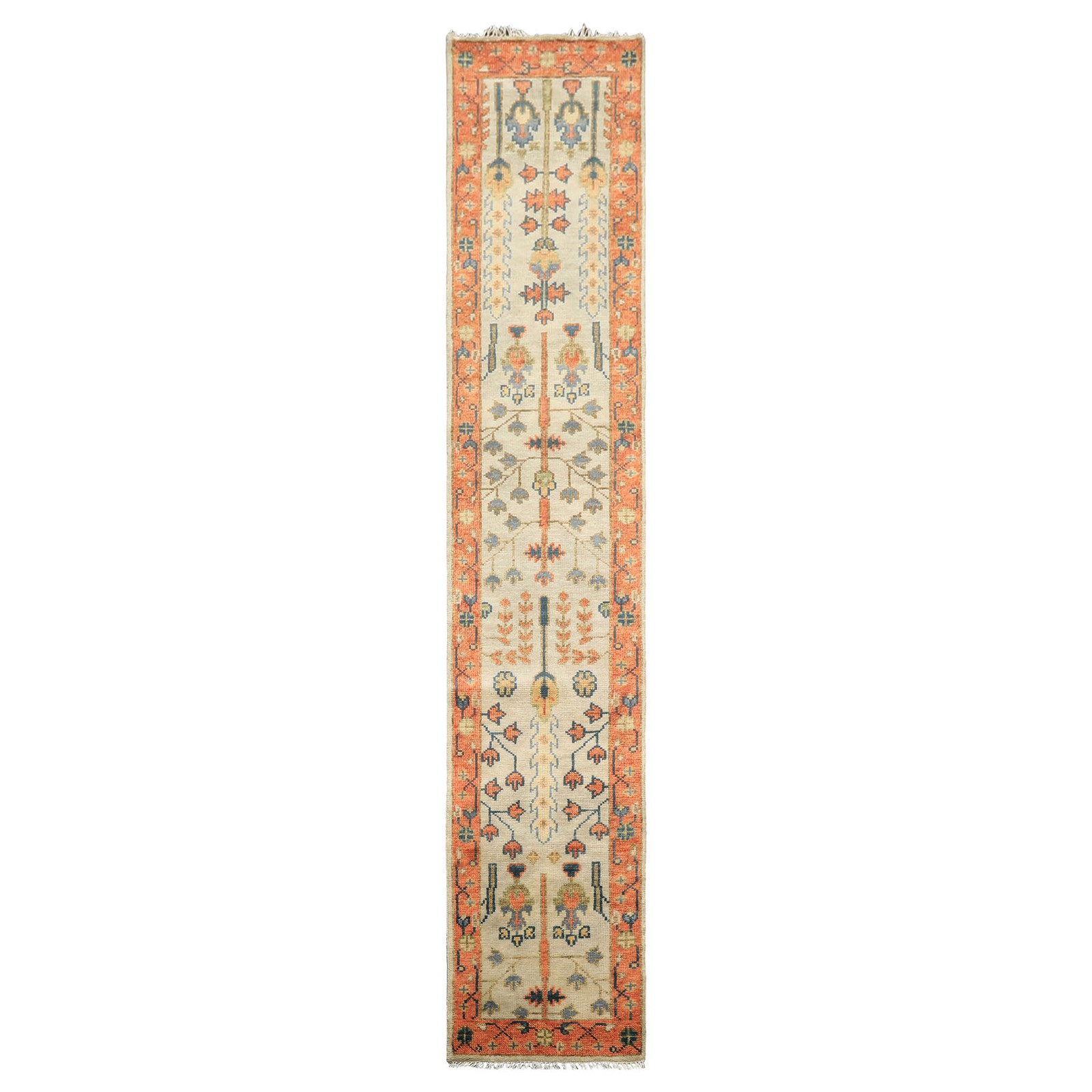 2'5''x12'2'' Runner Hand Knotted Wool Beige, Burnt Orange Oushak Traditional Rug gallery