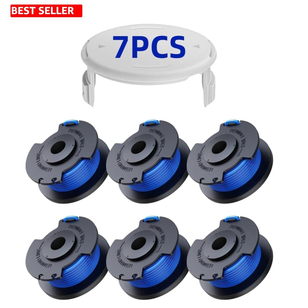 Long-Lasting Replacement String for Ryobi Trimmers - 6 Spools + 1 Cap Included