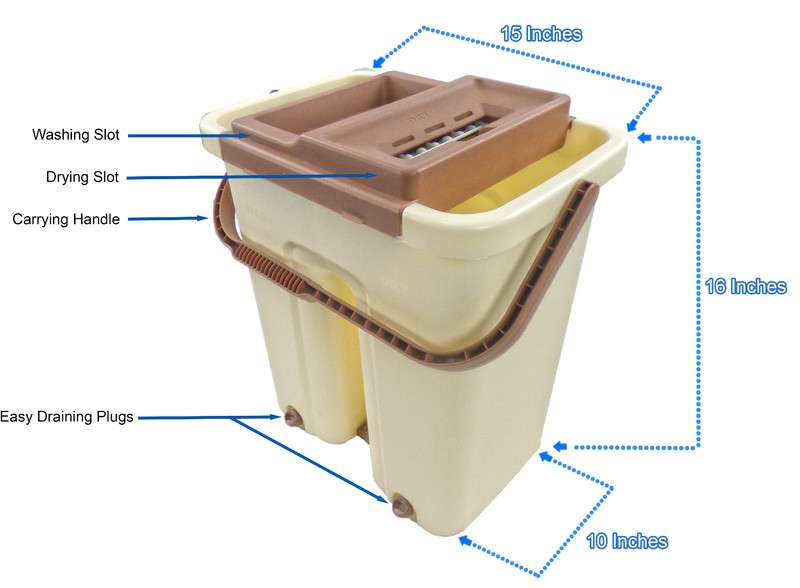 Self Cleaning Drying Wringing Mop Bucket System Flat Floor + 2 Microfiber Pads gallery