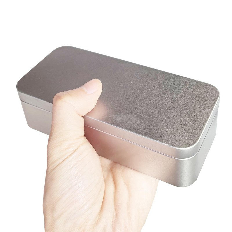 Rectangular Metal Empty Tins 7 PCS Set 5.9x2.75x1.57 inches Silver gallery