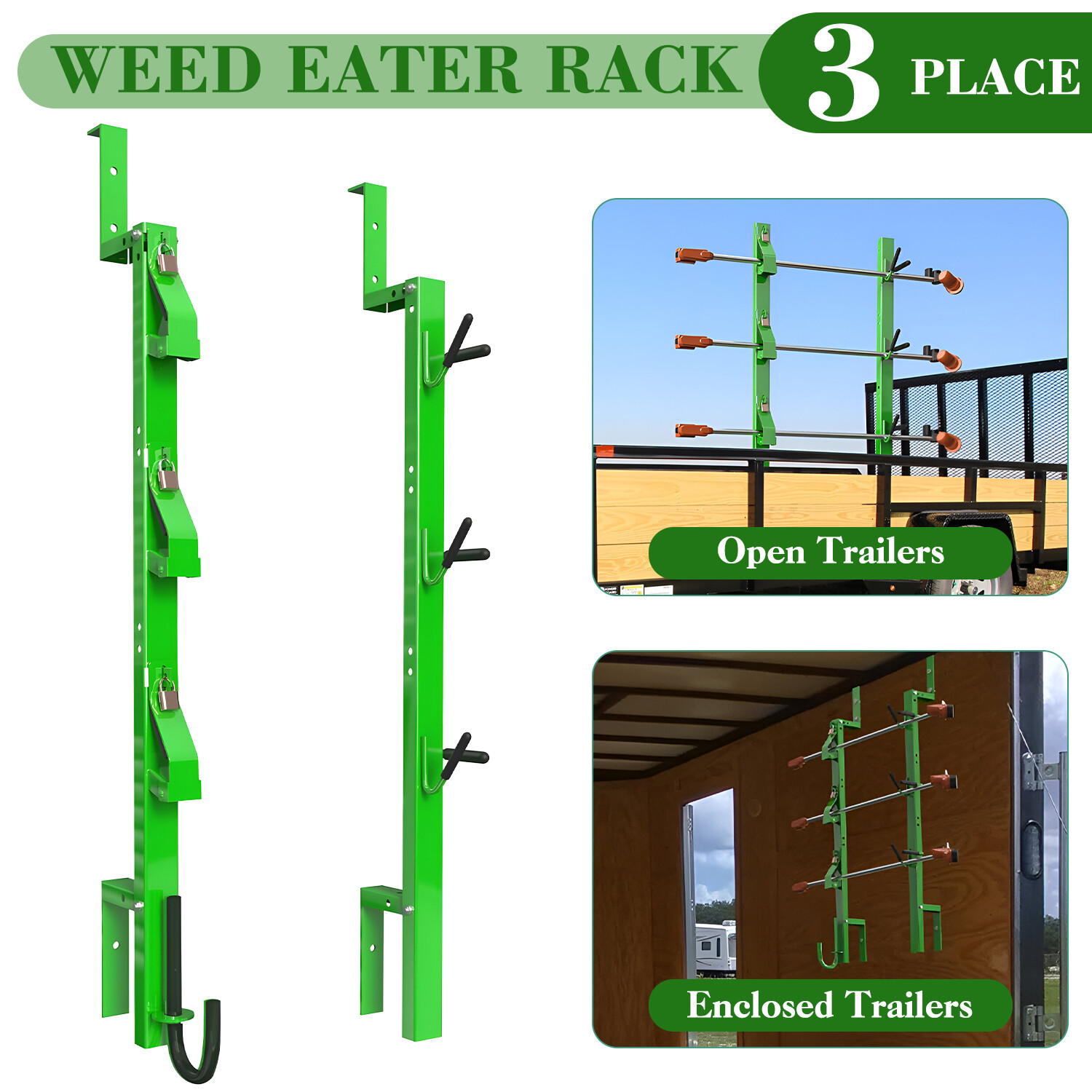 Trimmer Rack Trim line Holder w/Lock for Enclosed Trailer Rack Open Land 3 Place gallery