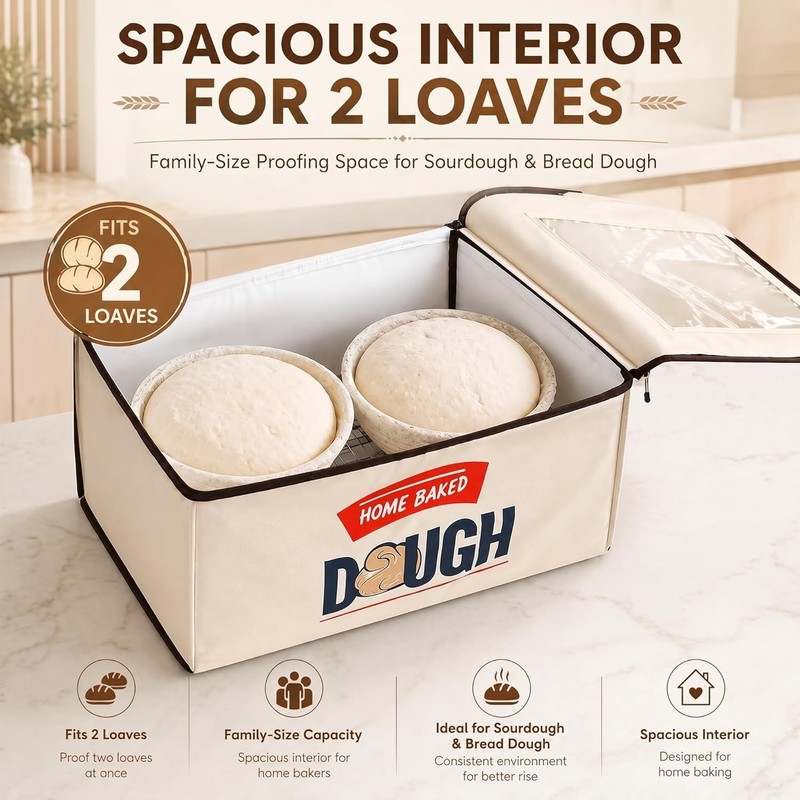 Folding Bread Proofing Box, 3-Sided Heating with Precise 68-104°F Temp Control, gallery