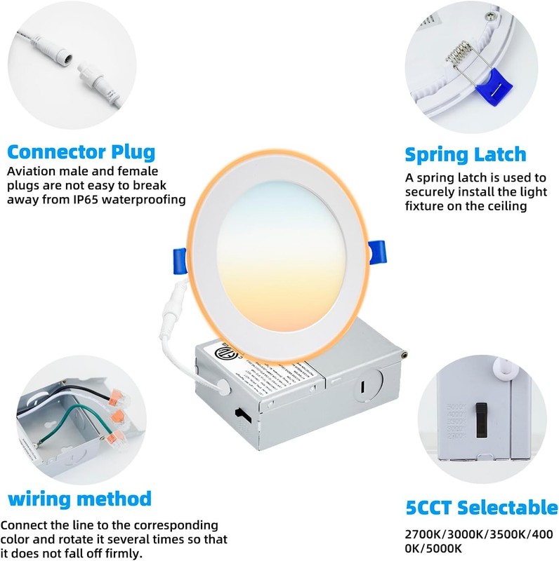 Ultra-Thin LED Recessed Downlight-Canless - Selectable CCT - 27K/30K/35K/40K/50K gallery