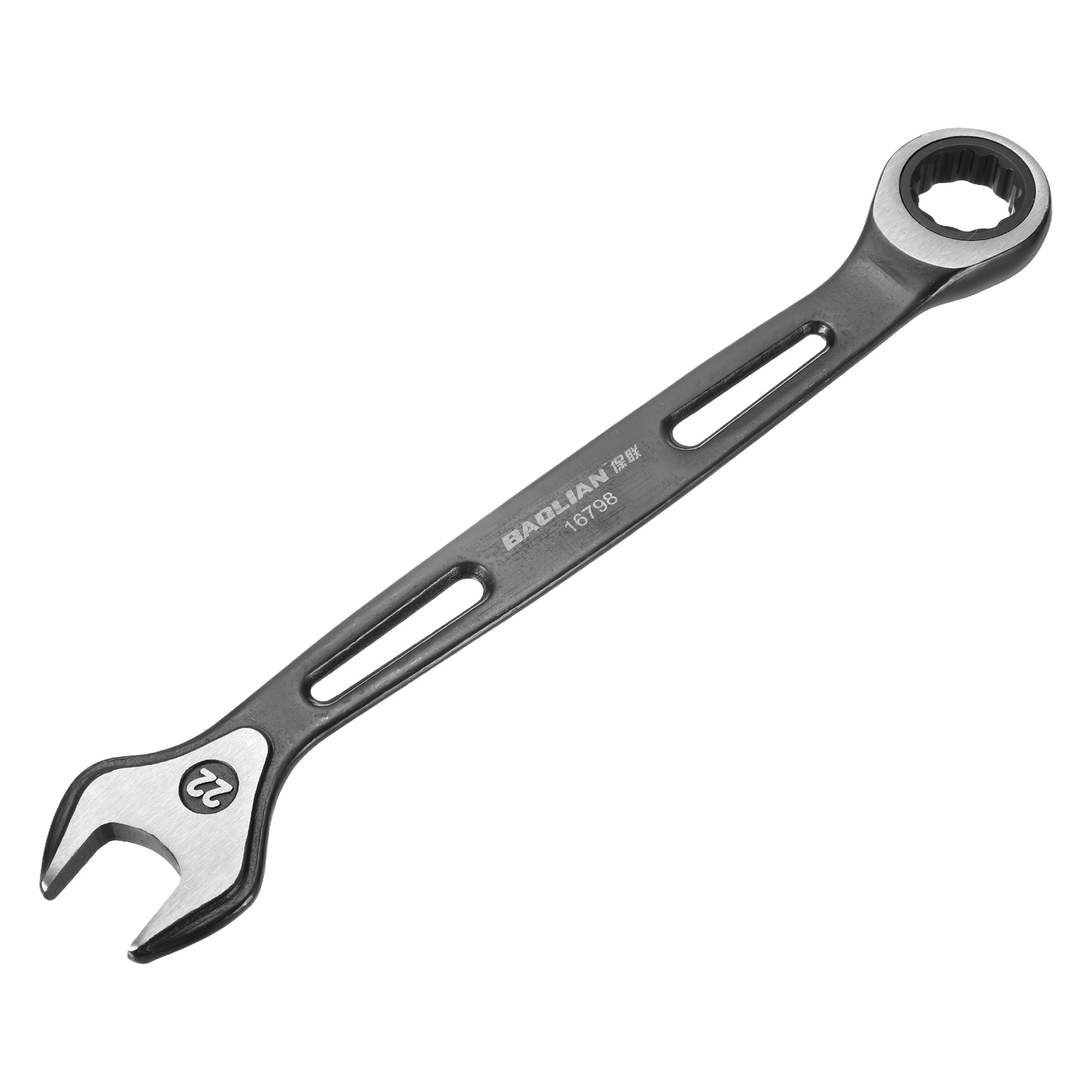 Black-Silver 22mm Ratcheting Wrench Ratchet Box Ended Spanner for Repair gallery