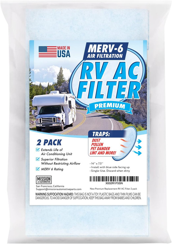 2 Count RV AC Filter Replacement MERV 6 Rated - Compatible with Dometic Duo Ther gallery