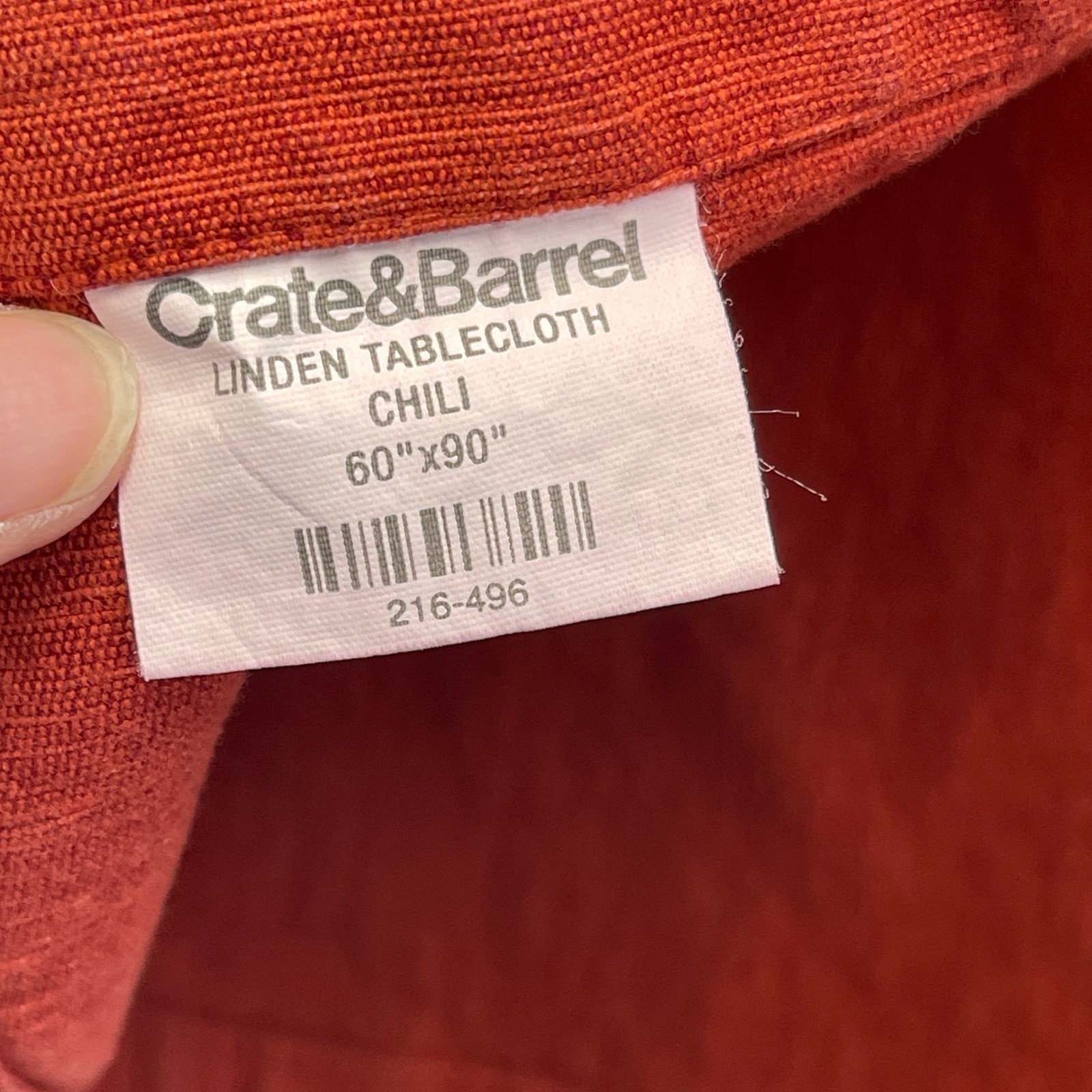 Crate & Barrel Linden Tablecloth 60x90 Chili Red Orange Cotton Rectangle gallery
