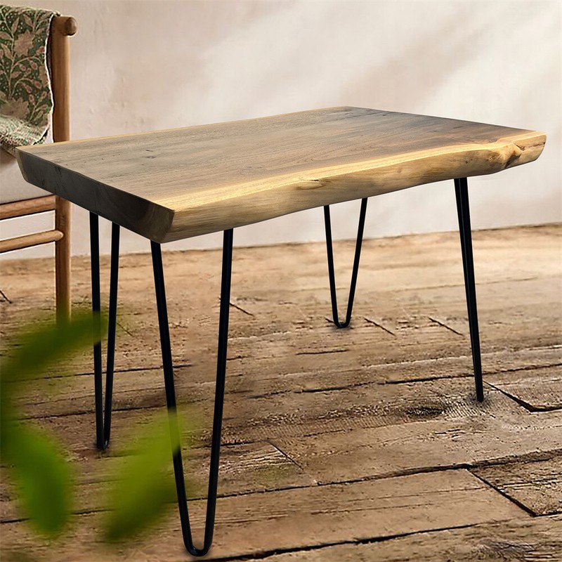 Rustic Teak Live Edge Small Coffee Table Mid-Century Modern Table Home Decor gallery