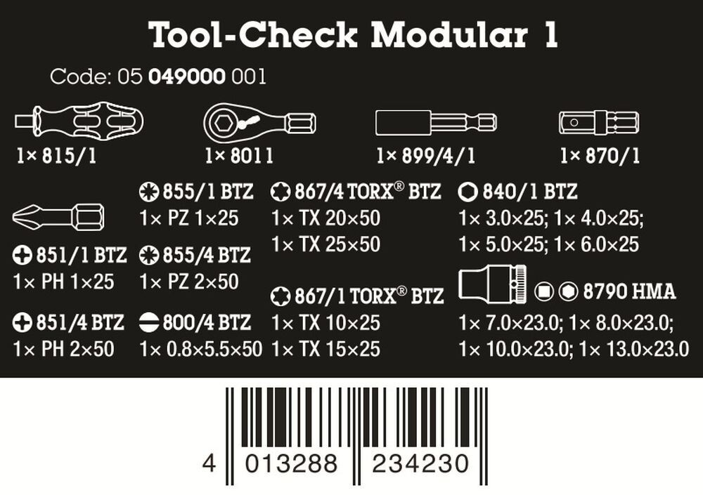 Wera Tool-Check Modular 1 21 Pieces Metric 05049000001 gallery
