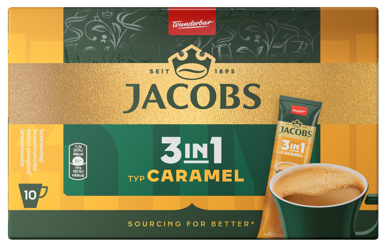 2 x JACOBS Caramel Taste 3in1 Instant Coffee Sticks Box 10 x 16.9g 0.6oz gallery