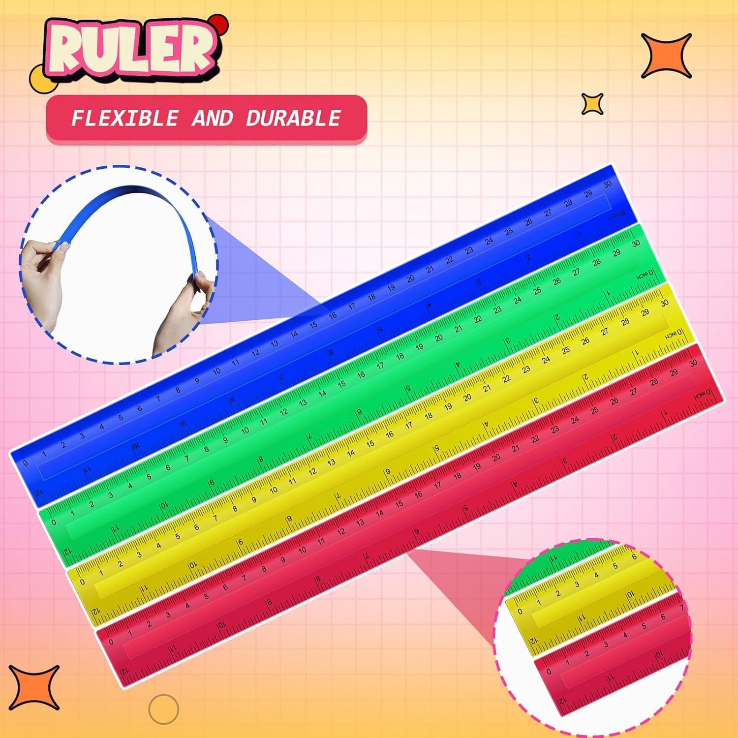 Dcocdeely 120 Pcs 12 Inch Plastic Rulers Bulk Kid Ruler For School Back To gallery