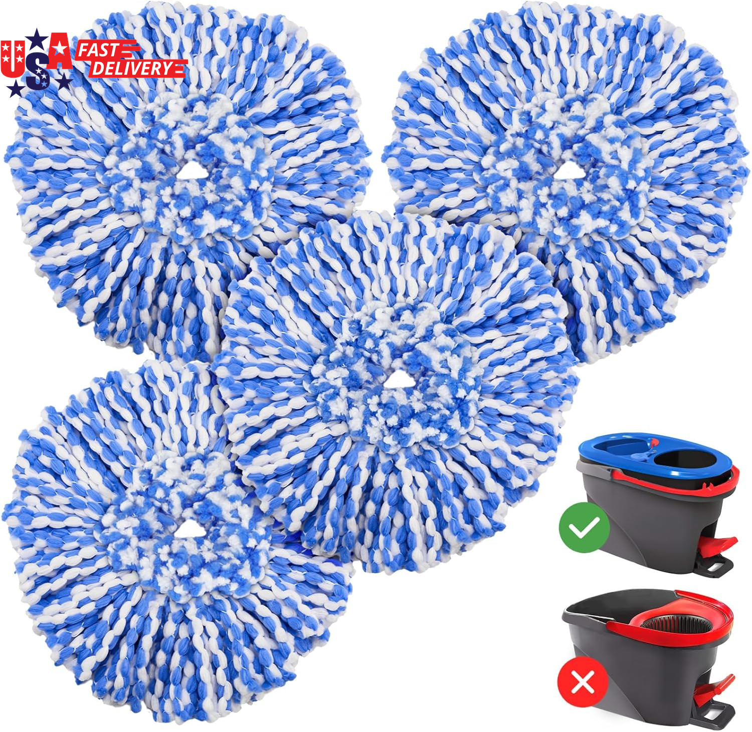 4 Pack Rinseclean Spin Mop Replacement Head Spin Mop Refills Compatible with O C gallery