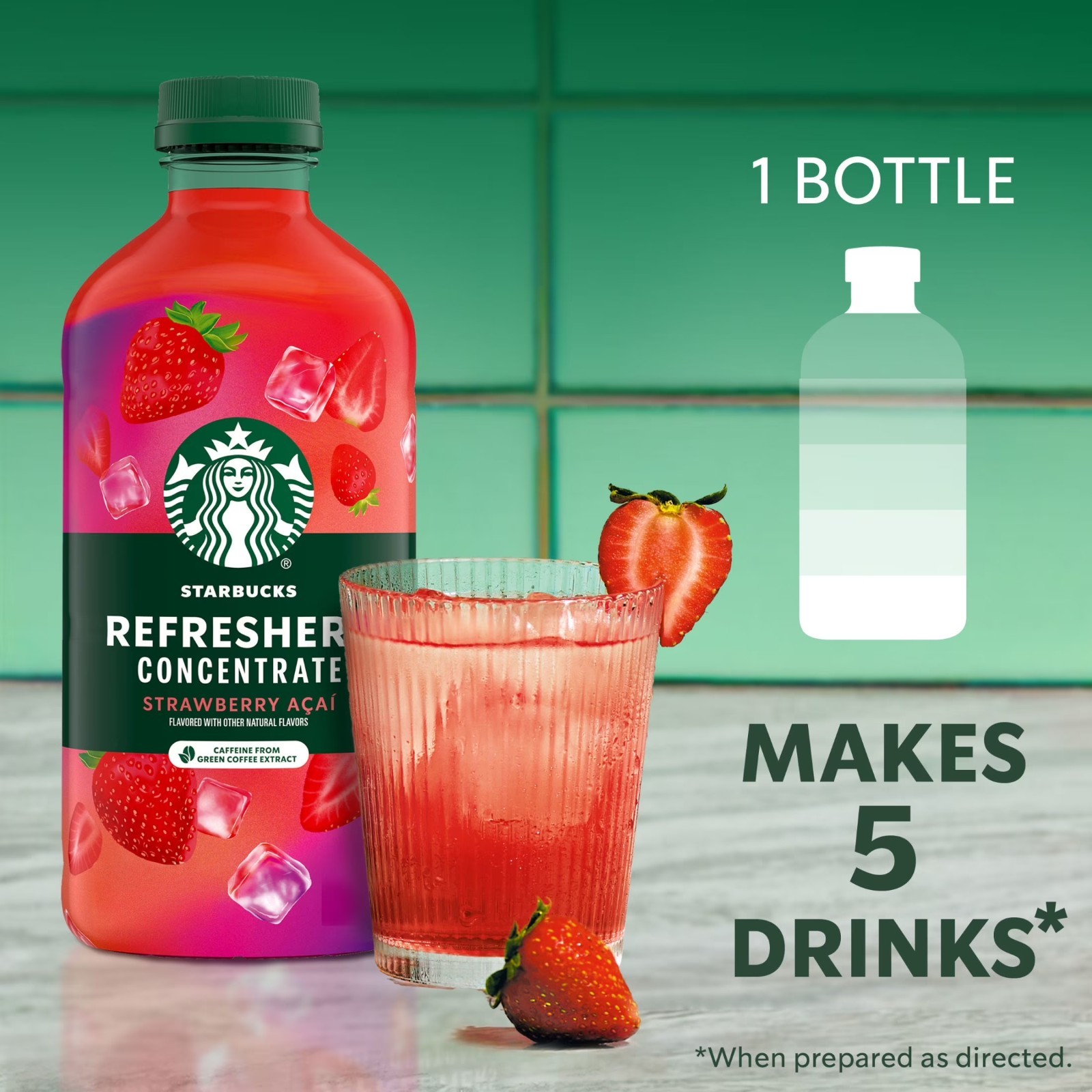 Starbucks Refreshers Concentrate Strawberry Acai, Refreshing Drink,cold 32 fl oz gallery