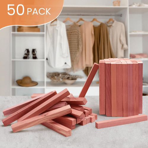 Cedar Blocks for Clothes Storage, 50Pcs Cedar Sticks, Aromatic Red Cedar gallery