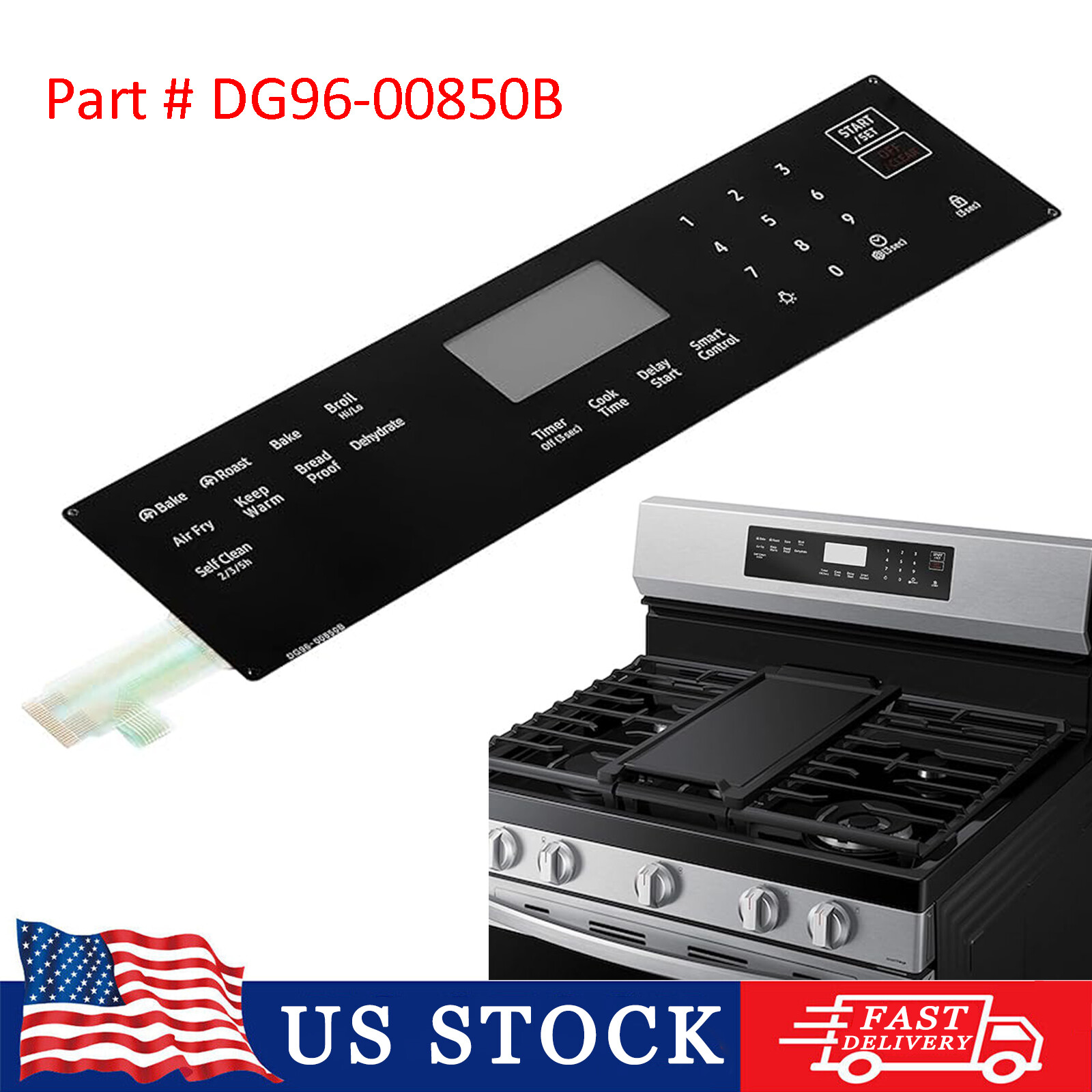 DG96-00850B Range Membrane Switch Touchpad Control Panel For Samsung Gas Ovens gallery