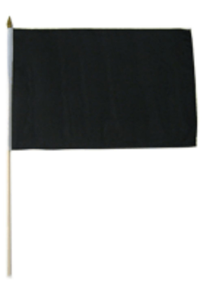 12x18 12"x18" Solid Black Plain Stick Flag wood Staff