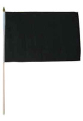 12×18 12″x18″ Solid Black Plain Stick Flag wood Staff