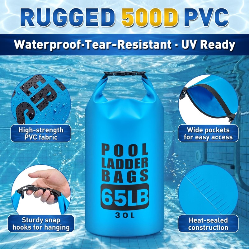 Pool Step Weights 2 Pack 30L 65LB Waterproof 500D PVC Sand Bags 30L 65LB Ladder gallery