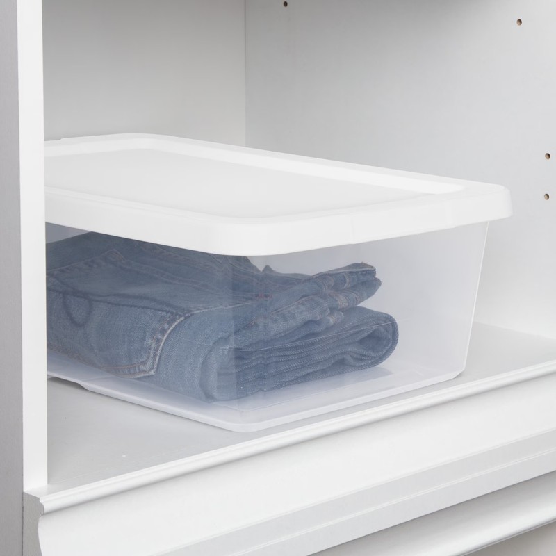 (4) 12 Quart Storage Boxes, Clear Plastic Storage Bin with Snap-On Lid, White gallery