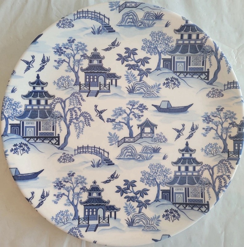 Shabby Chic Blue Willow 4ct Dinner & 4ct Appetizer Plates Asian Pagoda Melamine gallery
