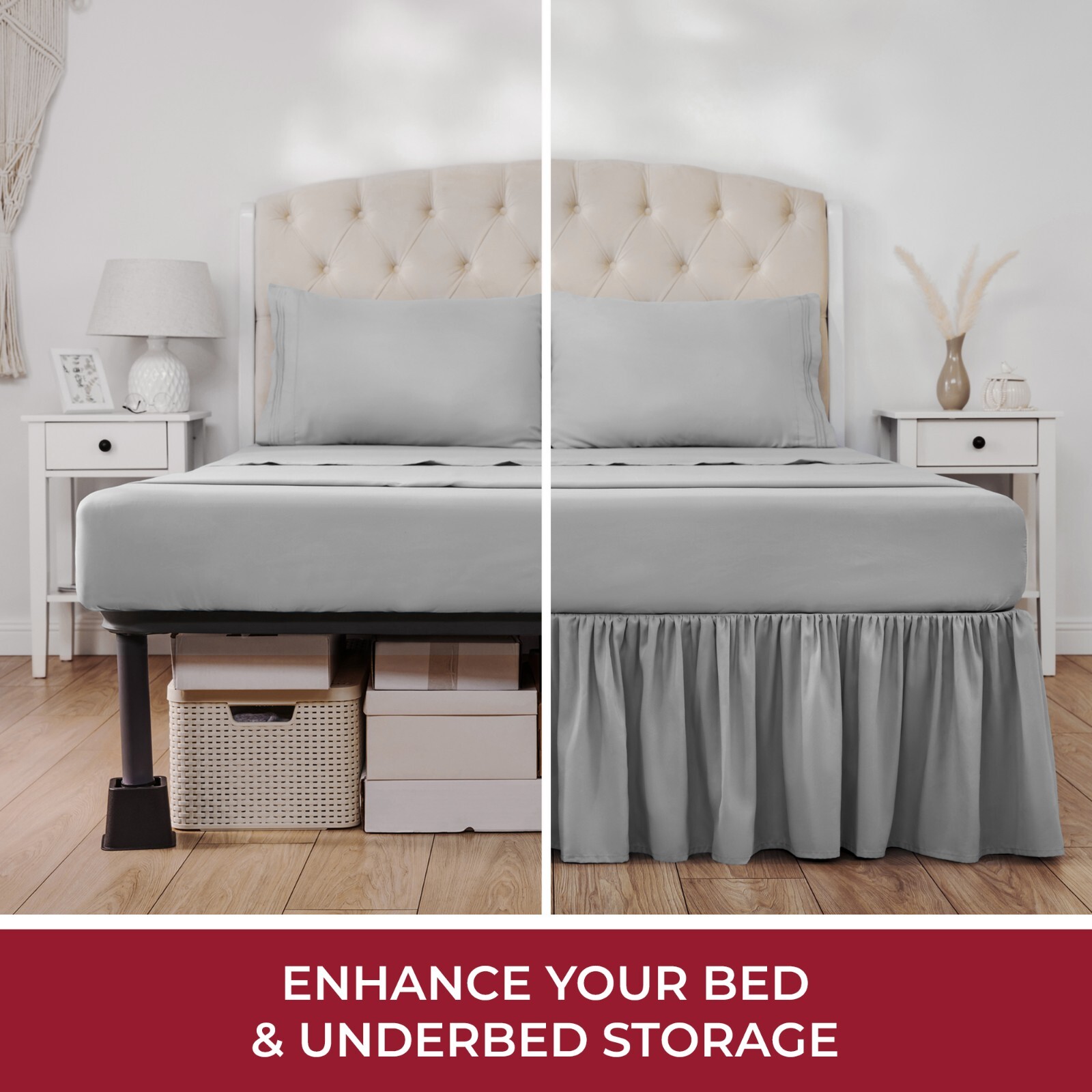 Mellanni Bed Skirt 15-Inch Tailored Ruffled Drop, Bed Frame and Box Spring Cover gallery