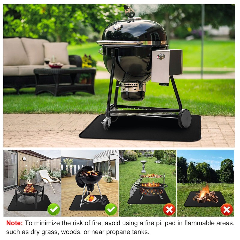 24x18in Under Grill Mat Fireproof Mat for Outdoor Tabletop Grill Deck Protector gallery