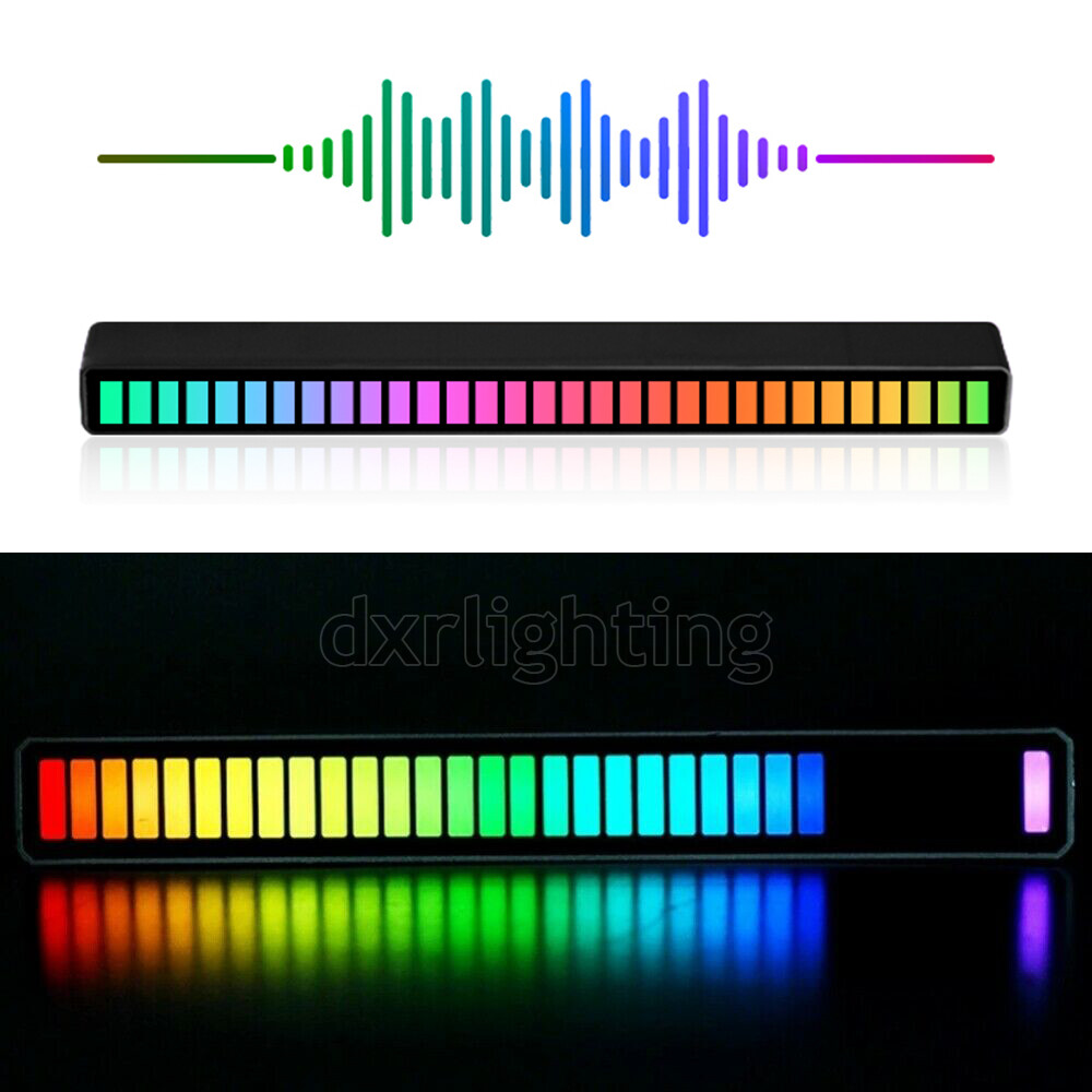 32LED RGB Car Atmosphere Strip Light Bar Music Sync Sound Control Rhythm Lamp US gallery