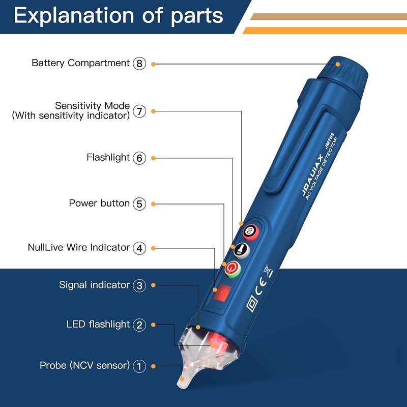 Non-Contact Voltage Tester,Electrical Voltage Detector Pen Null/Live Wire Tes... gallery