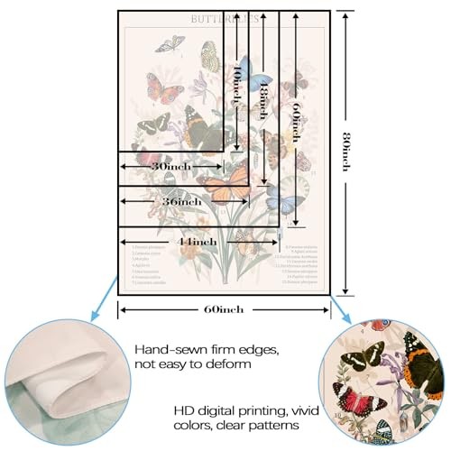 Butterfly Tapestry Vertical Vintage Floral Tapestries for 40"L x 30"W Beige gallery