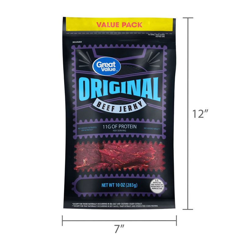 Great Value Original Beef Jerky, Value Pack, 10 oz, 4 PACK gallery