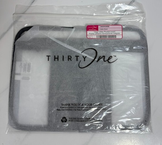 Thirty One Black Clear Utility Pocket Insert Tote Purse Organizer Zip gallery