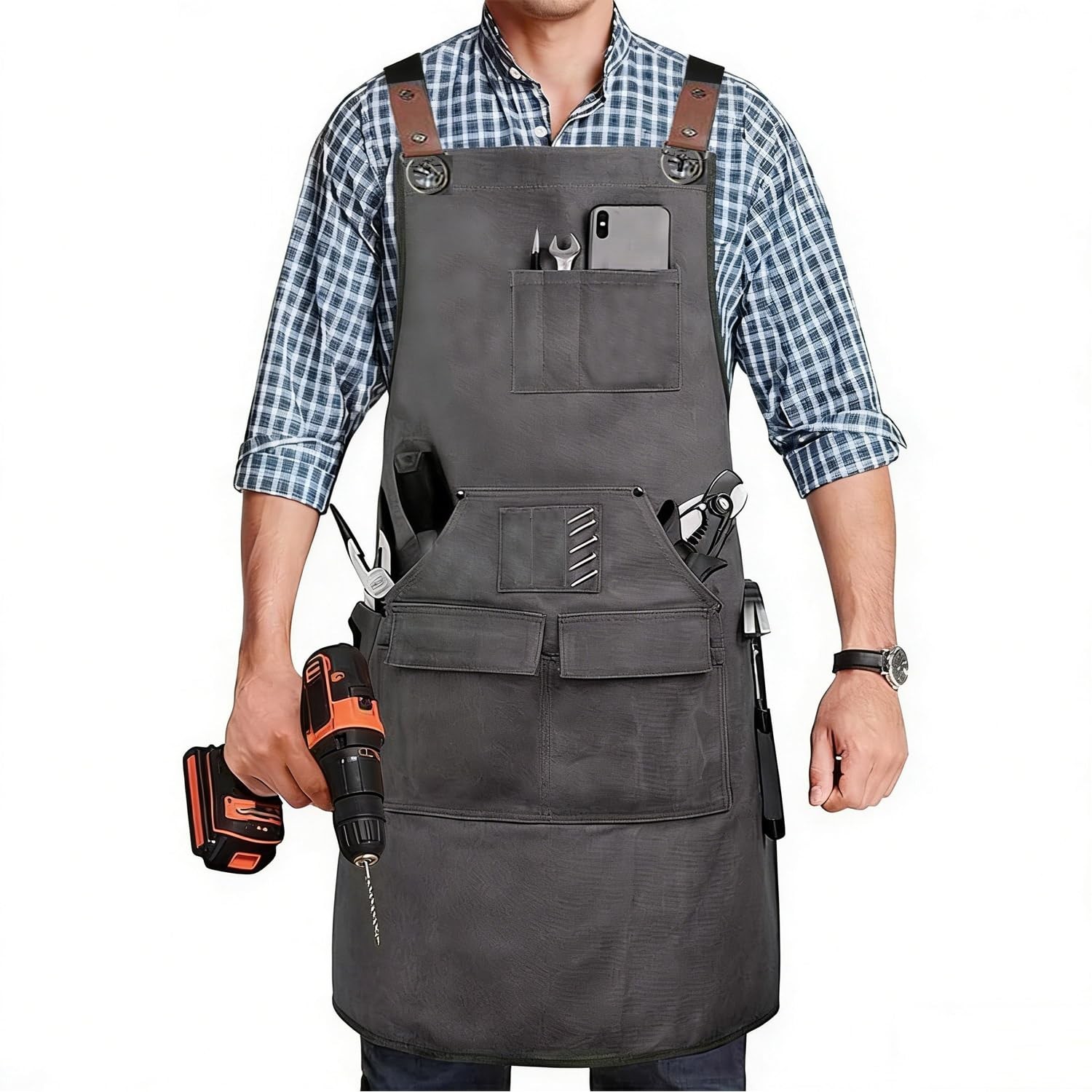 Kitchen Apron Canvas Cross Back Waterproof Oil Repellent Heavy Duty Gardening... gallery