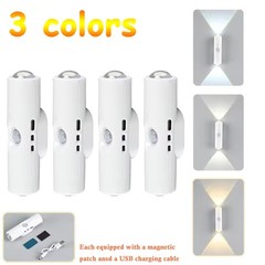 4-Pack Motion Sensor LED Night Light Rechargeable Magnetic Wall Lamp 3/7 Colors