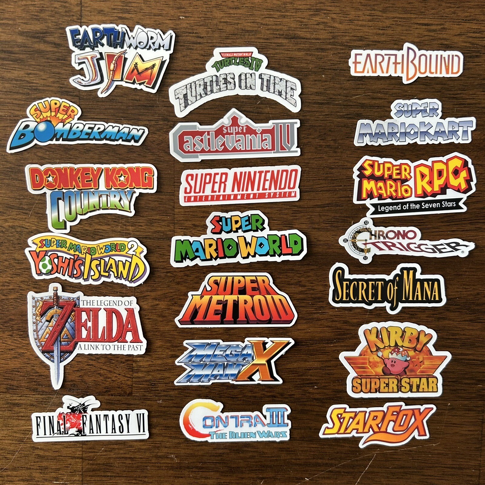 20 Super Nintendo SNES Logo Sticker Pack - White, Clear or Holographic - Vinyl gallery