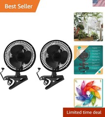 2 Pack 6-Inch Whisper Quiet Adjustable Clip-On Fan – Dual Speed Comfort in Black
